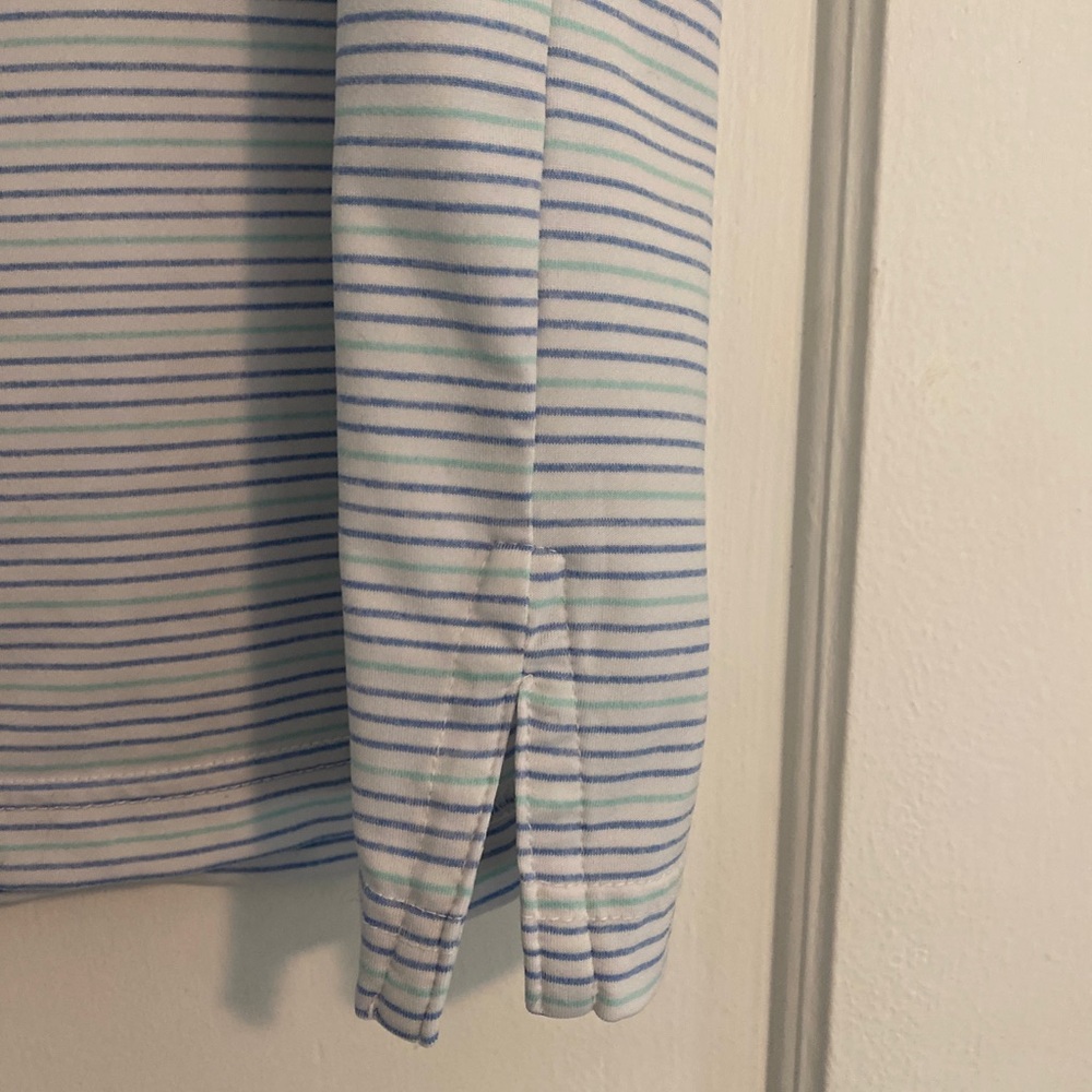 Rhoback The Whaler Blue Green Striped Short Sleeve Polo Size Large - Picture 3 of 7